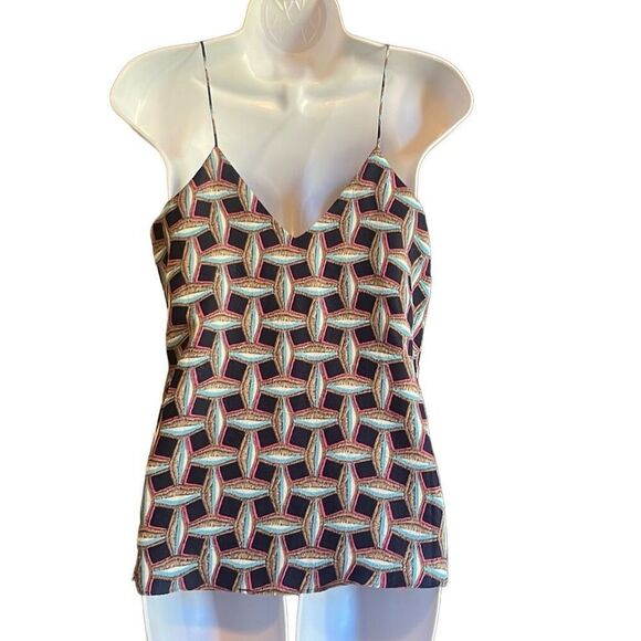 Cooper & Ella Blue Pink Abstract Print Textured Flowy Tank Top Camisole Small - Picture 2 of 8
